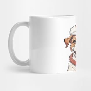 Cute Puppy Dog wearing Christmas Hat Mug